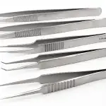 18cm curved tip micro forceps, round handle